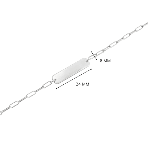 Armband met persoonlijke gravure — Rechthoekig (24 x 6 mm) (Paperclip-schakel)