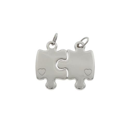 Hanger Breekhangertje "Puzzelstukjes met gegraveerder hartjes" (24 x 22 mm)