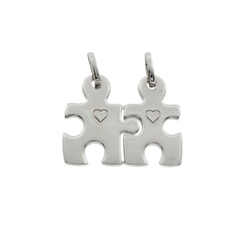 Hanger Breekhangertje "Puzzelstukjes met gegraveerder hartjes" (27 x 21 mm)